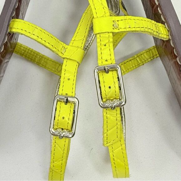 Sam Edelman GIGI Yellow Reptile Embossed Thong T Strap Leather Sandals - Picture 11 of 15